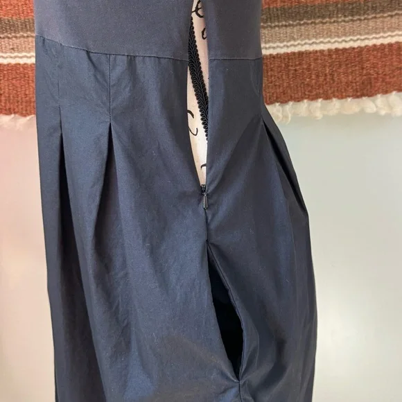 COS Pleated Cotton Scoop Neck 3/4 Sleeve Dress - Picture 5 of 9